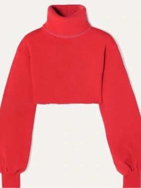 Orseund Iris Red Cropped Turtleneck Sweater Top - Women XS